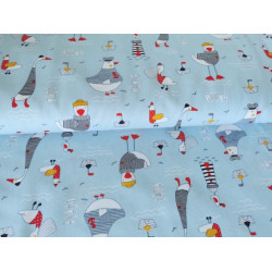 Baumwolle - Day at the beach hellblau